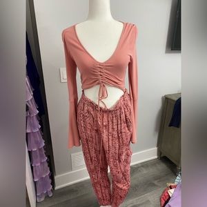 Matching set with crop top and jogger style pants